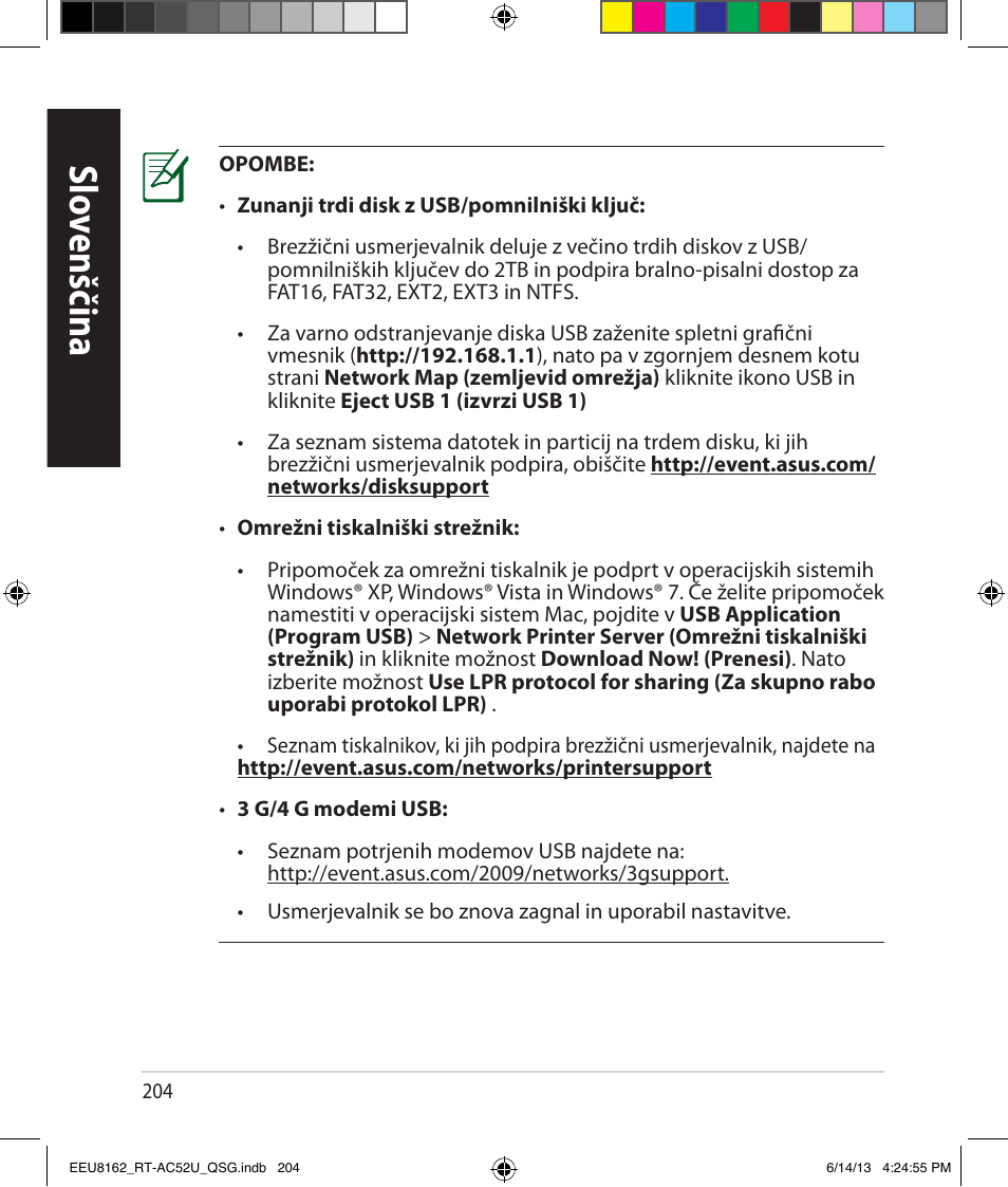 Slo venščina | Asus RT-AC52U User Manual | Page 201 / 220