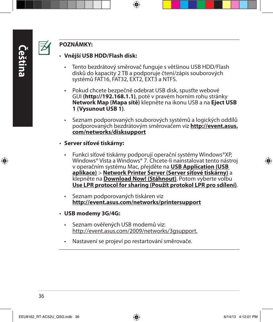 Čeština | Asus RT-AC52U User Manual | Page 33 / 220