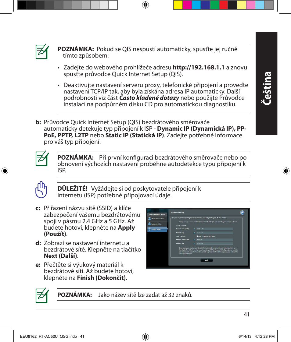 Čeština | Asus RT-AC52U User Manual | Page 38 / 220