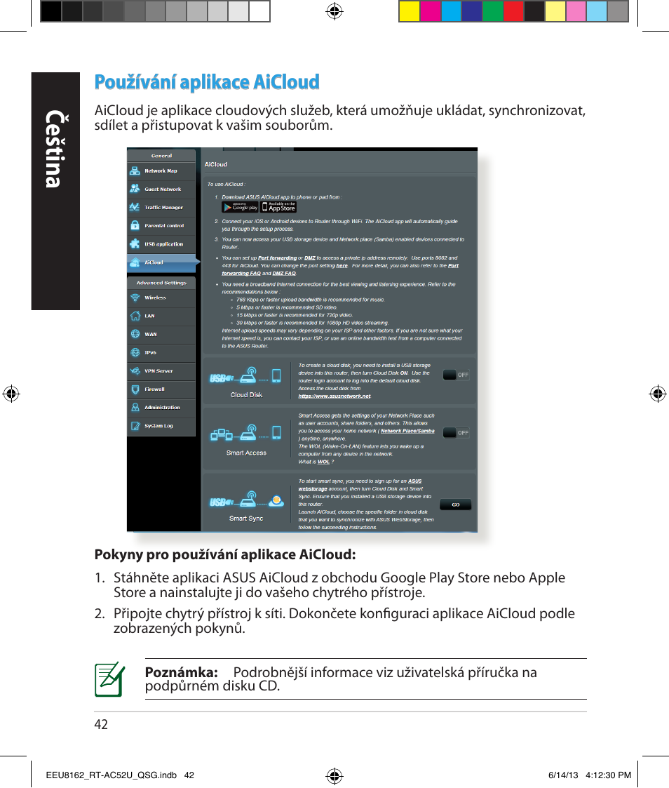 Čeština, Používání aplikace aicloud | Asus RT-AC52U User Manual | Page 39 / 220