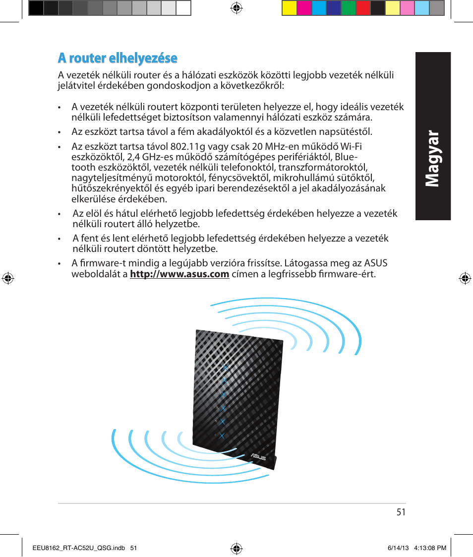 Magy ar, A router elhelyezése | Asus RT-AC52U User Manual | Page 48 / 220