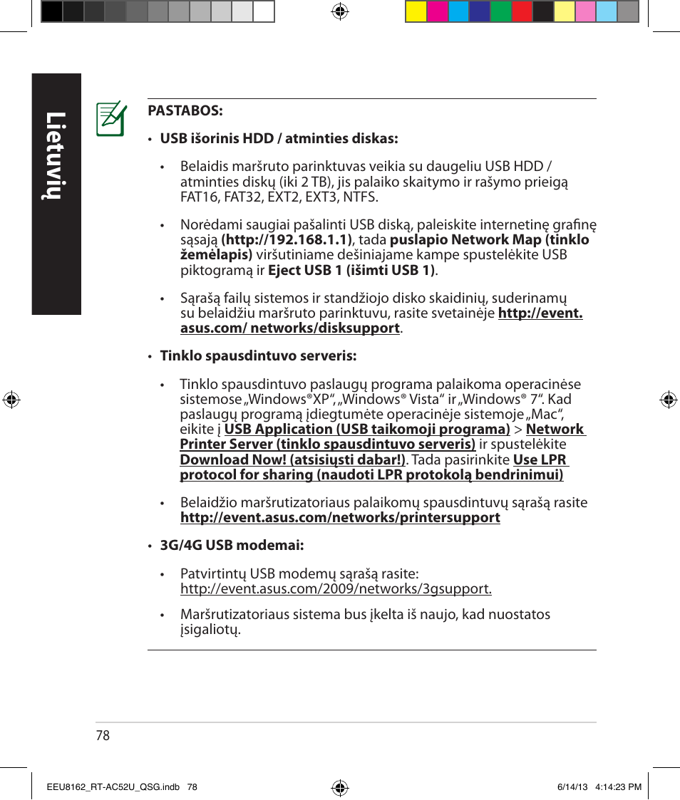 Lietuvių | Asus RT-AC52U User Manual | Page 75 / 220