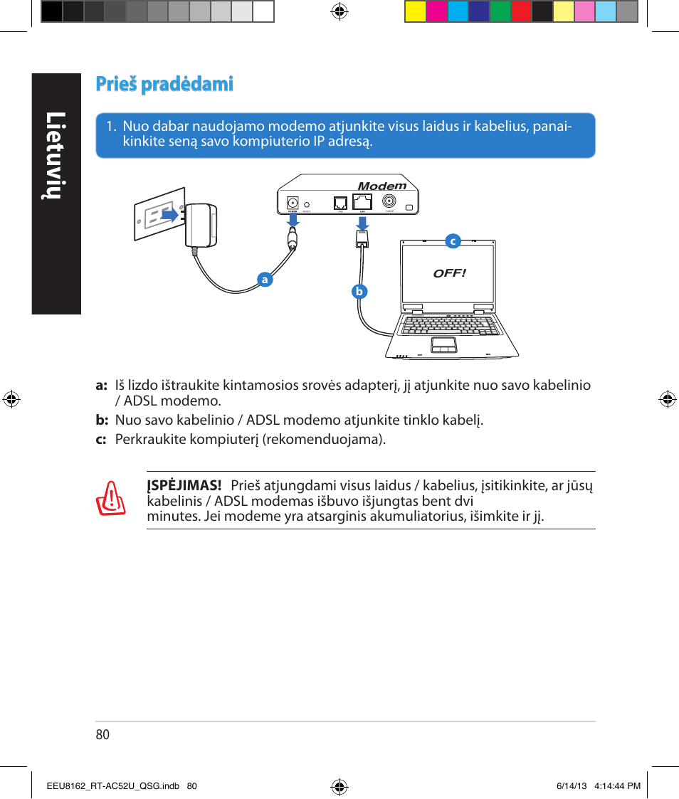 Lietuvių, Prieš pradėdami | Asus RT-AC52U User Manual | Page 77 / 220