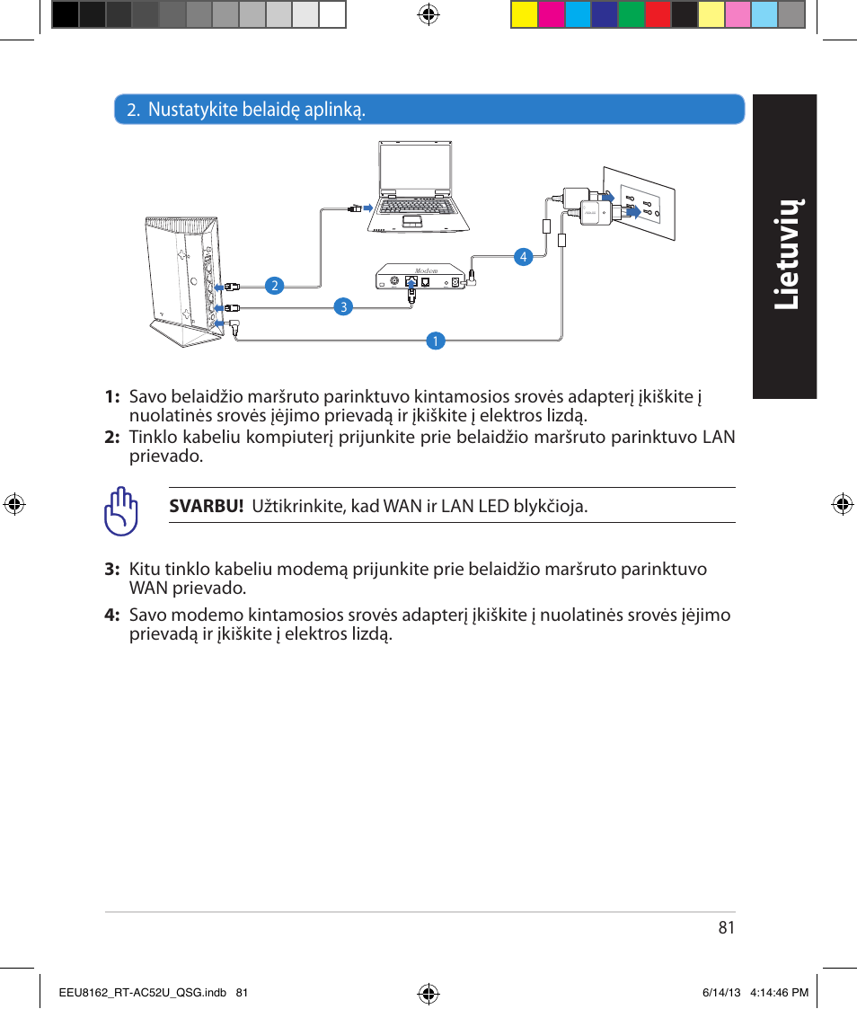 Lietuvių, Nustatykite belaidę aplinką | Asus RT-AC52U User Manual | Page 78 / 220