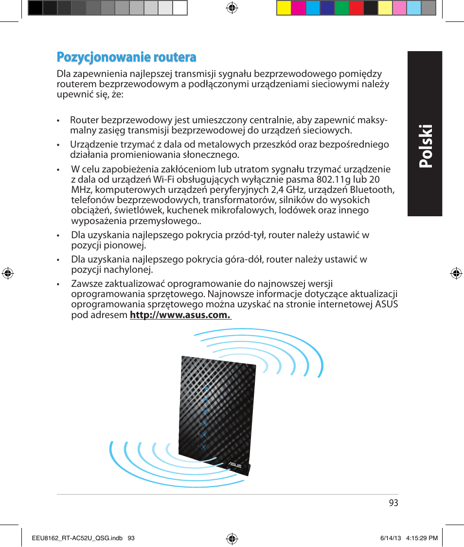 Polsk i, Pozycjonowanie routera | Asus RT-AC52U User Manual | Page 90 / 220