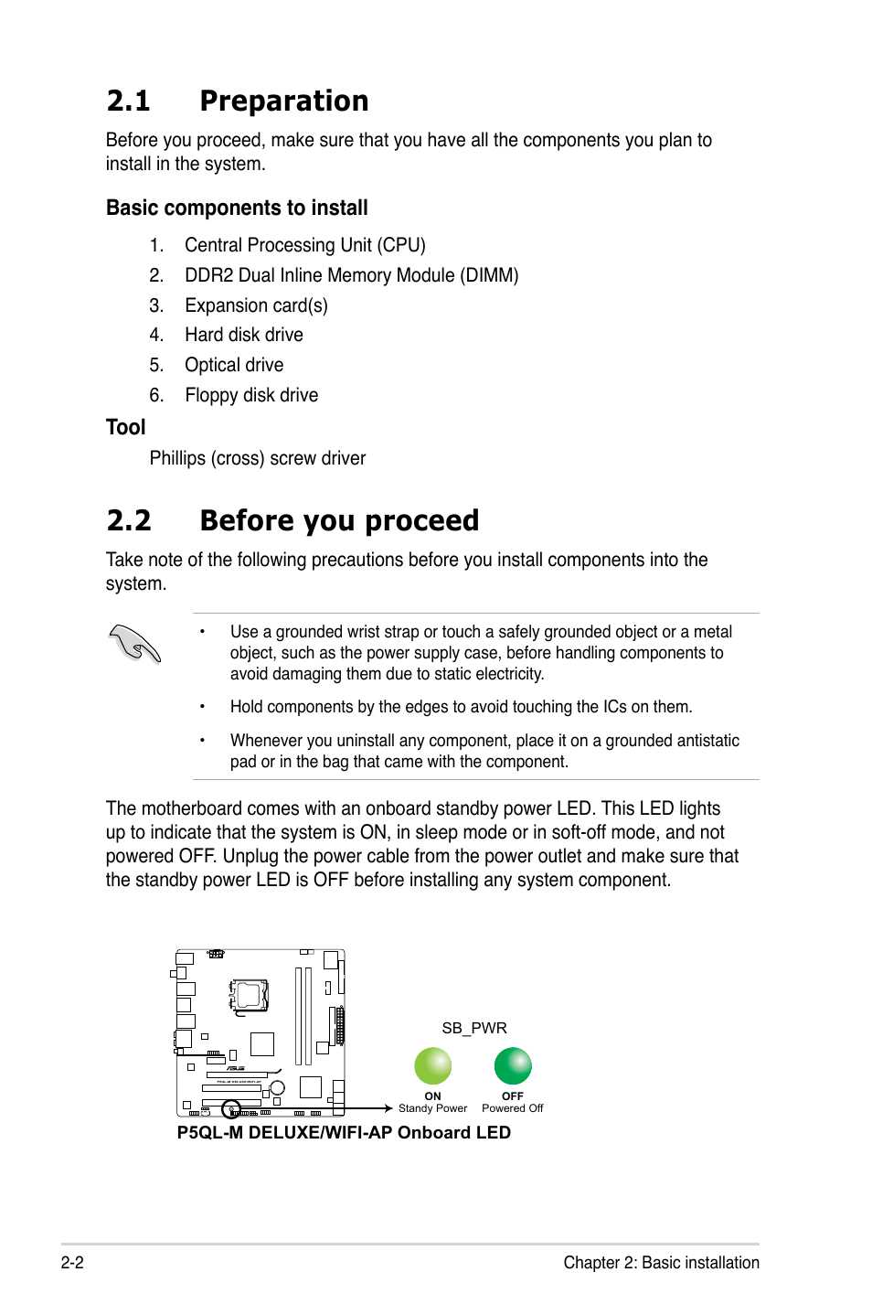 1 preparation, 2 before you proceed, Tool | Asus V3-P5P43 User Manual | Page 20 / 114