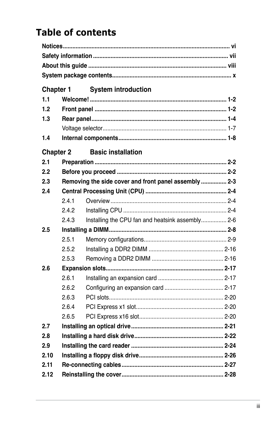 Asus V3-P5P43 User Manual | Page 3 / 114