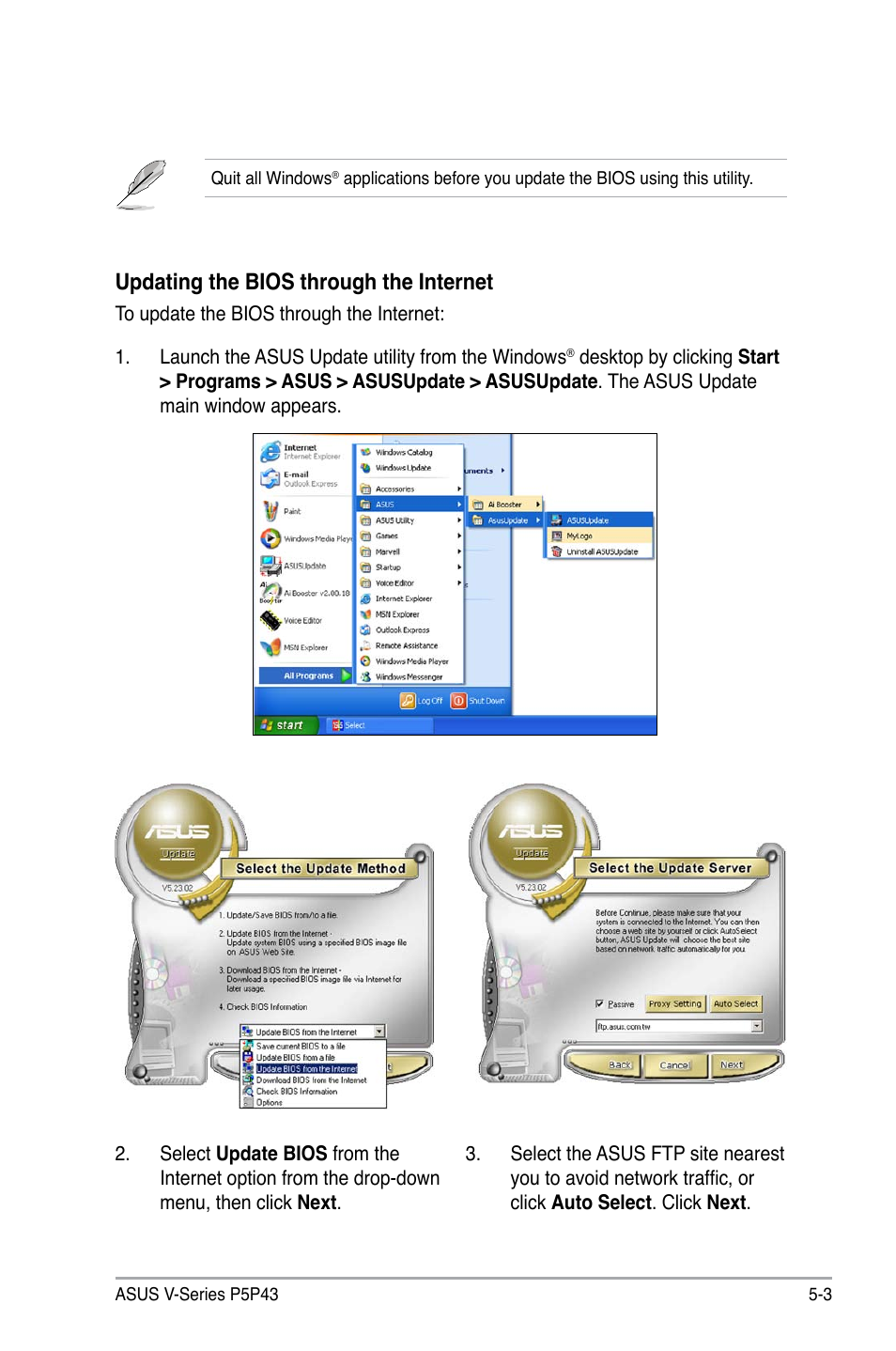 Updating.the.bios.through.the.internet | Asus V3-P5P43 User Manual | Page 79 / 114