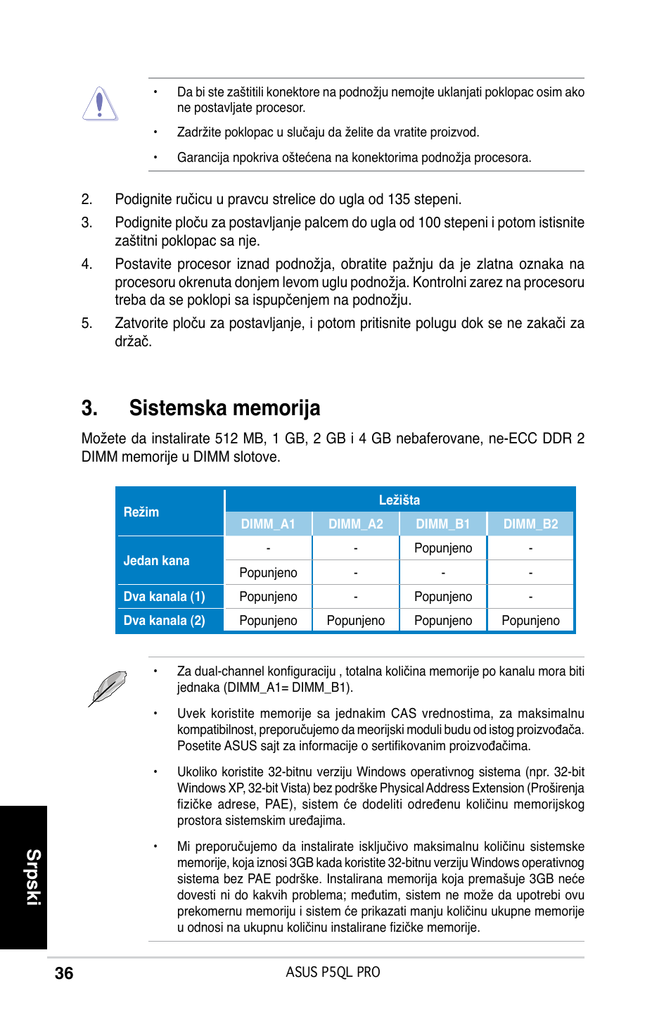Srpski | Asus P5QL PRO User Manual | Page 36 / 38