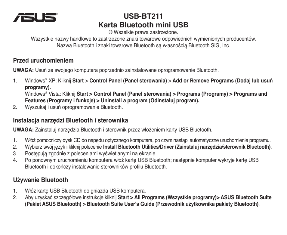 Usb-bt211 karta bluetooth mini usb | Asus USB-BT211 User Manual | Page 15 / 30