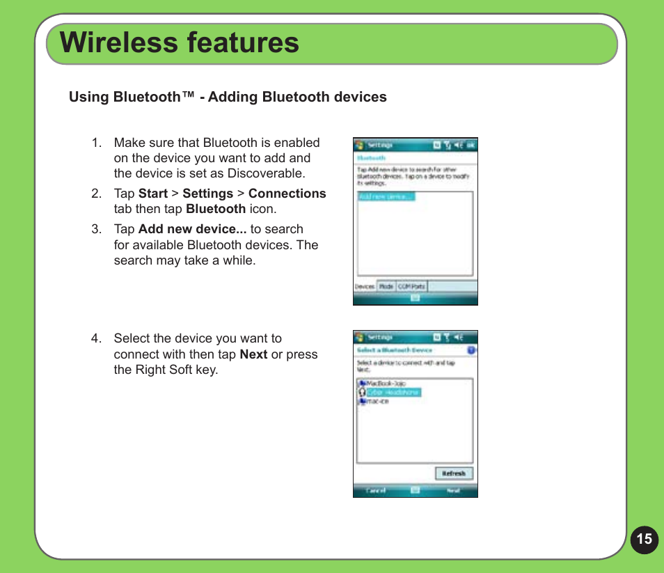 Wireless features | Asus P526 User Manual | Page 15 / 24