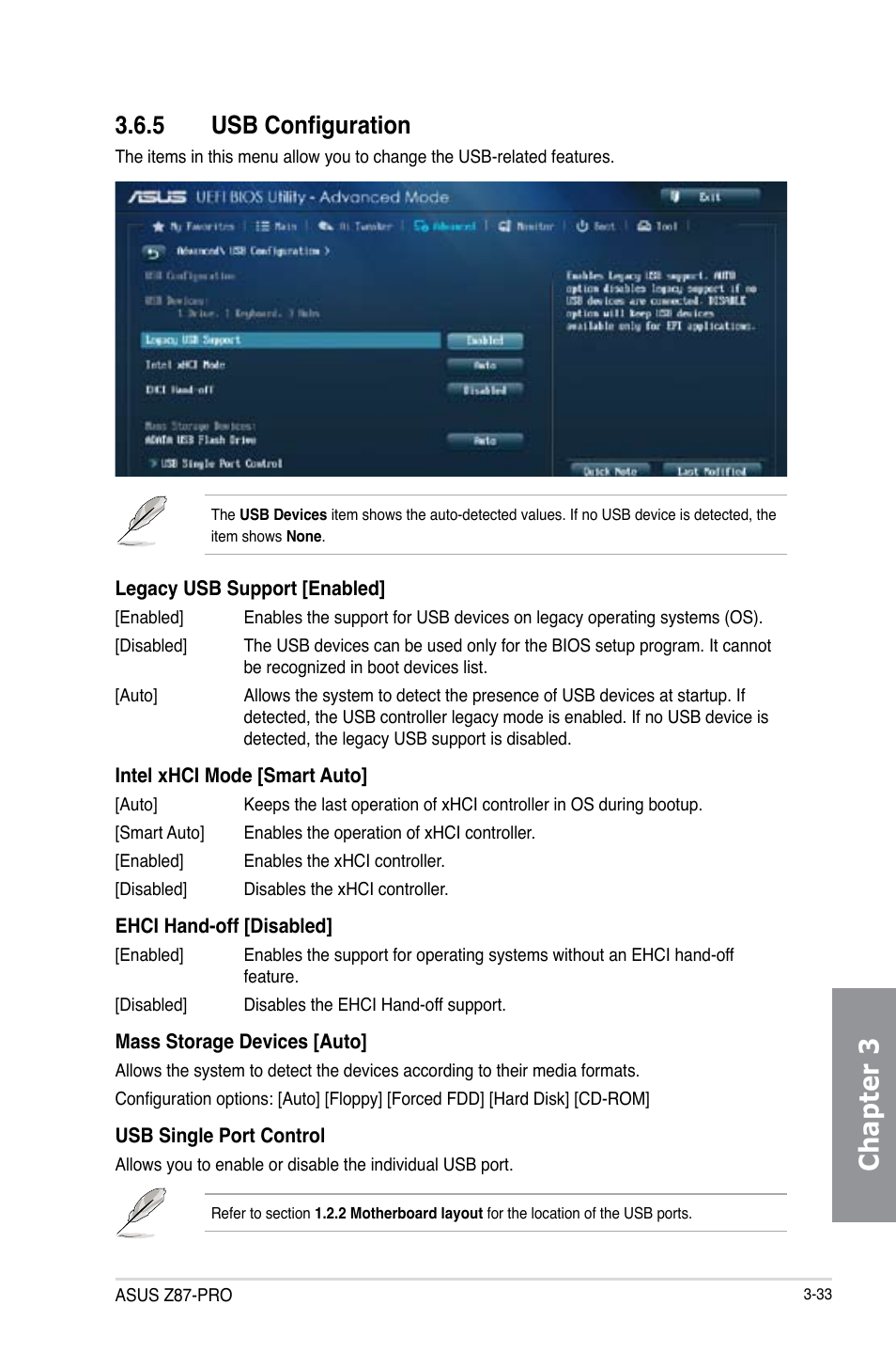 5 usb configuration, Usb configuration -33, Chapter 3 | Asus Z87-PRO User Manual | Page 115 / 168