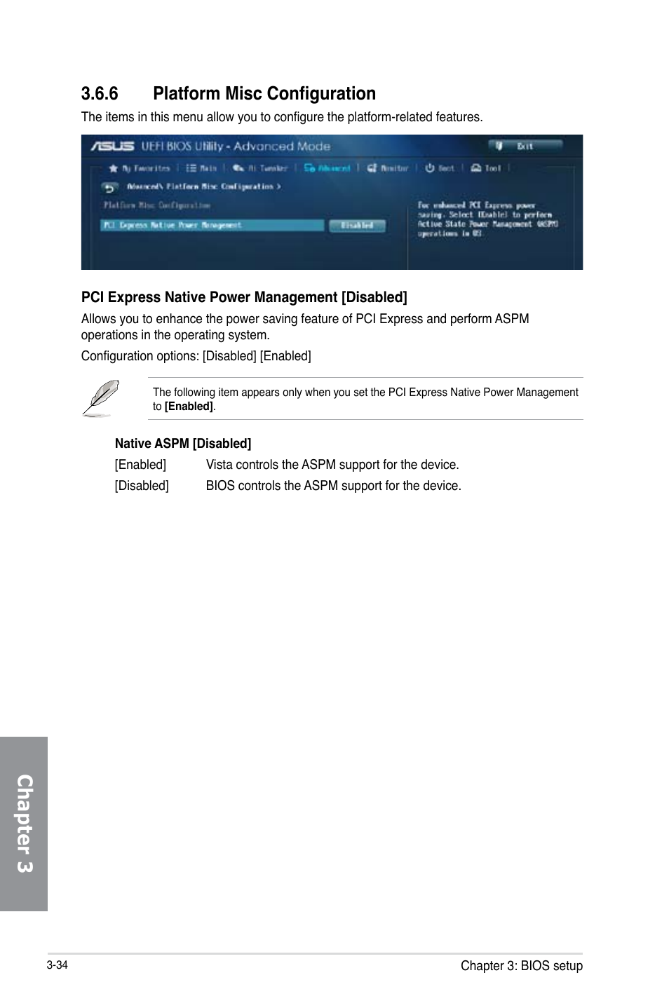 6 platform misc configuration, Platform misc configuration -34, Chapter 3 | Asus Z87-PRO User Manual | Page 116 / 168