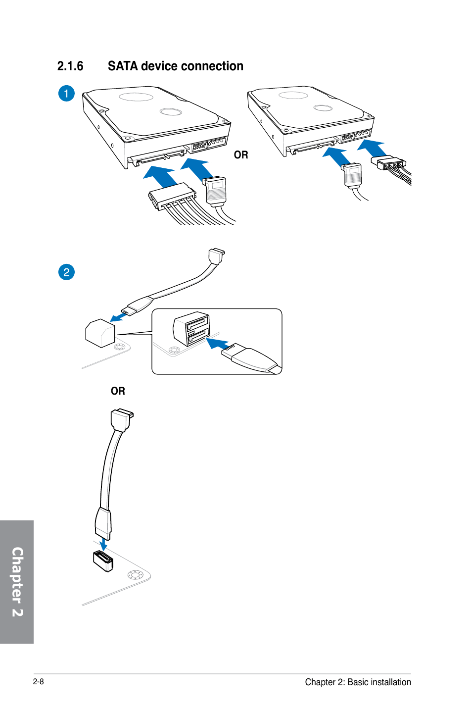 6 sata device connection, Sata device connection -8, Chapter 2 | Asus Z87-PRO User Manual | Page 70 / 168