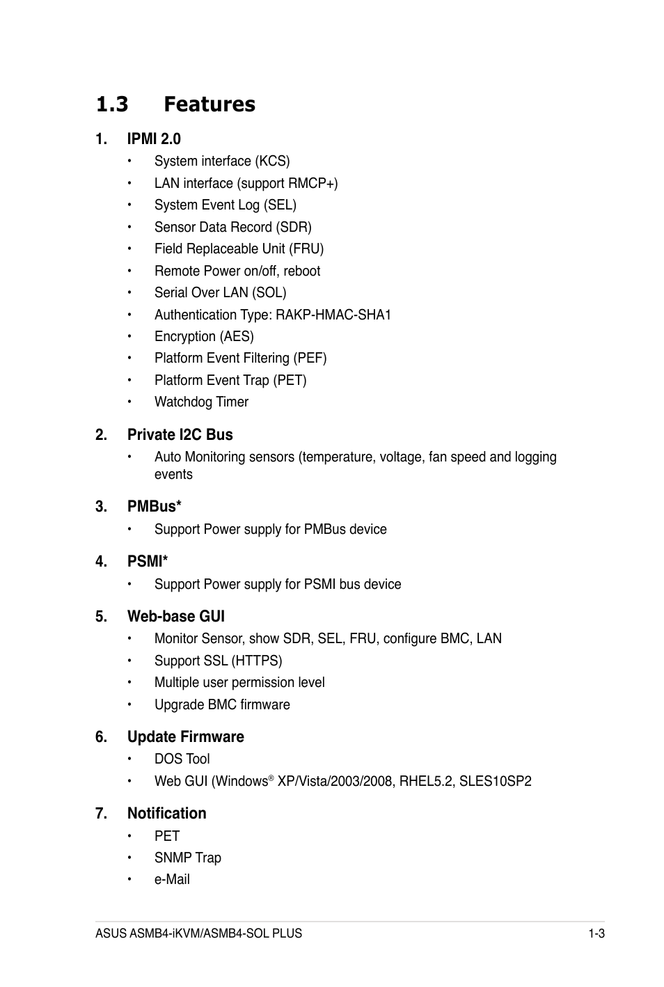 3 features | Asus ASMB4-iKVM User Manual | Page 15 / 84