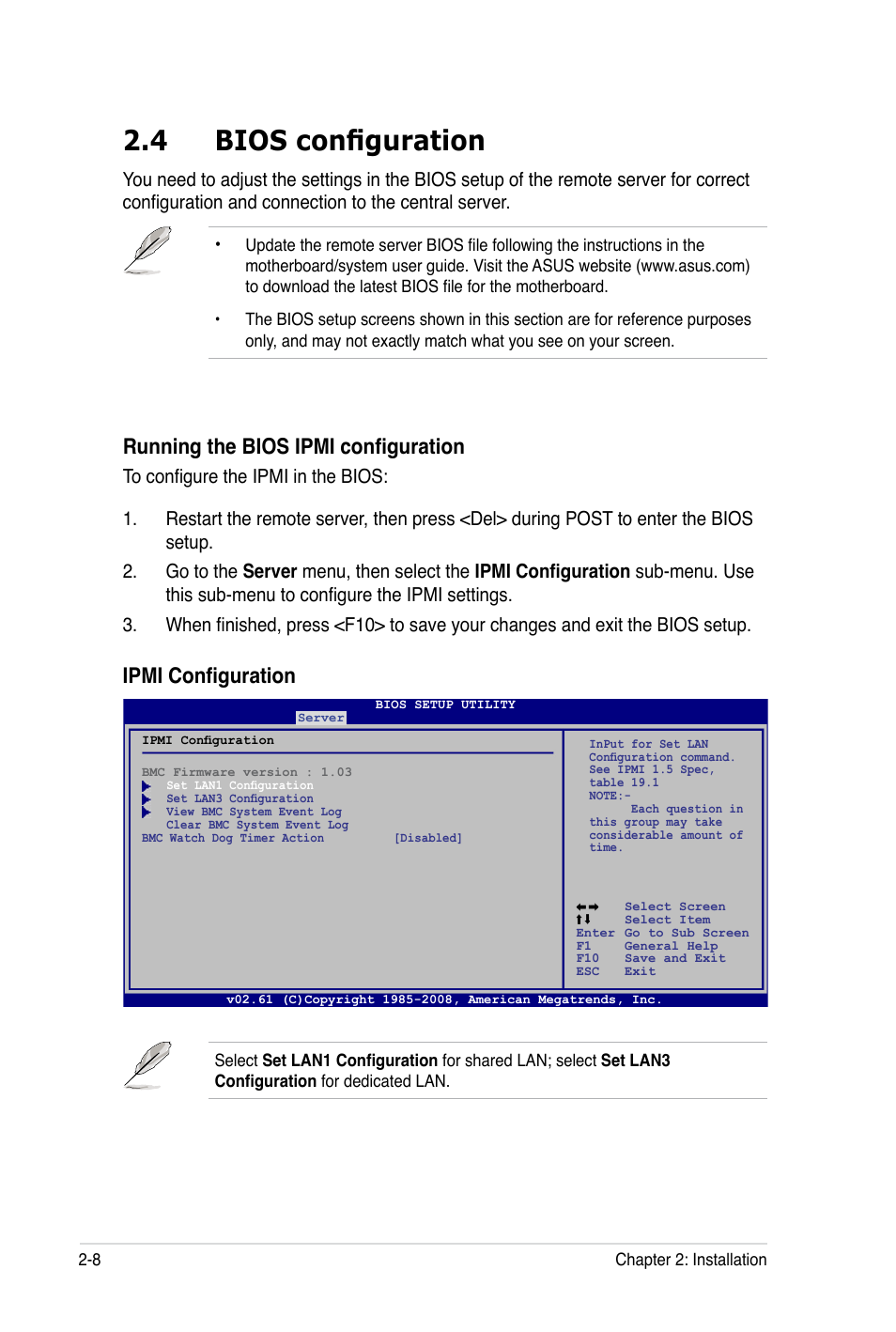 4 bios configuration, Running the bios ipmi configuration, Ipmi configuration | Asus ASMB4-iKVM User Manual | Page 26 / 84