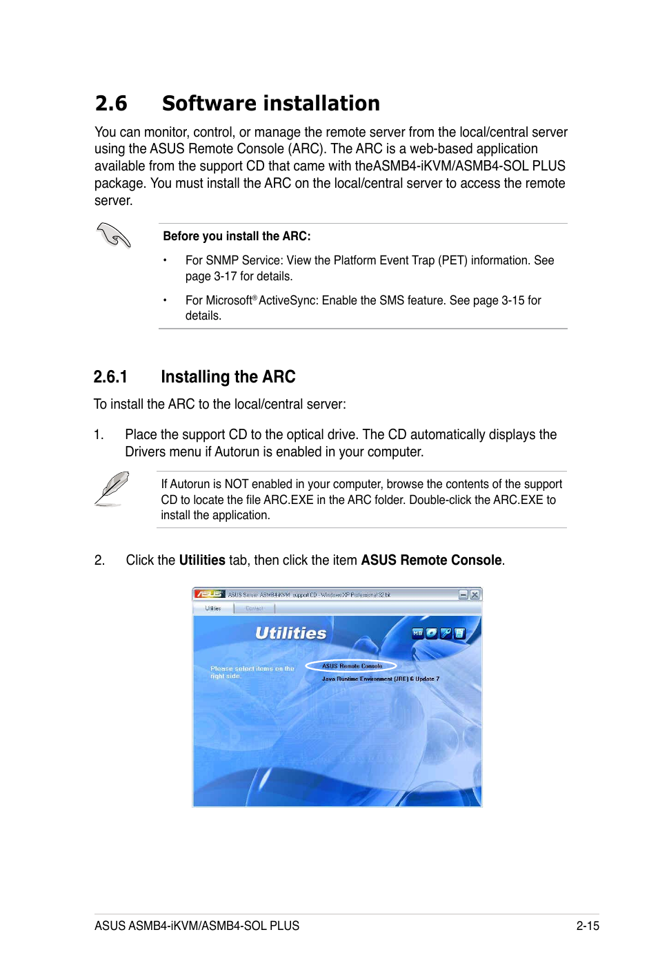 6 software installation, 1 installing the arc | Asus ASMB4-iKVM User Manual | Page 33 / 84