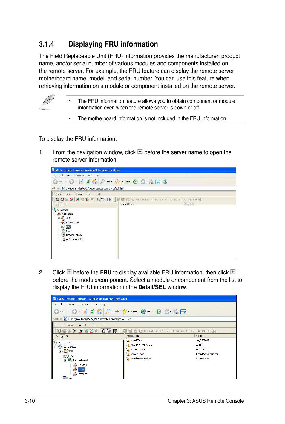 4 displaying fru information | Asus ASMB4-iKVM User Manual | Page 44 / 84