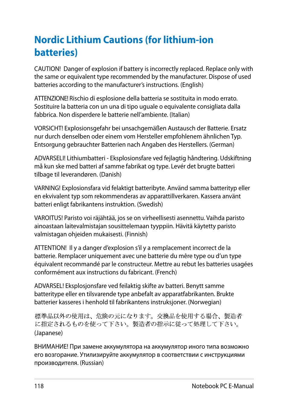 Asus V301LP User Manual | Page 118 / 126