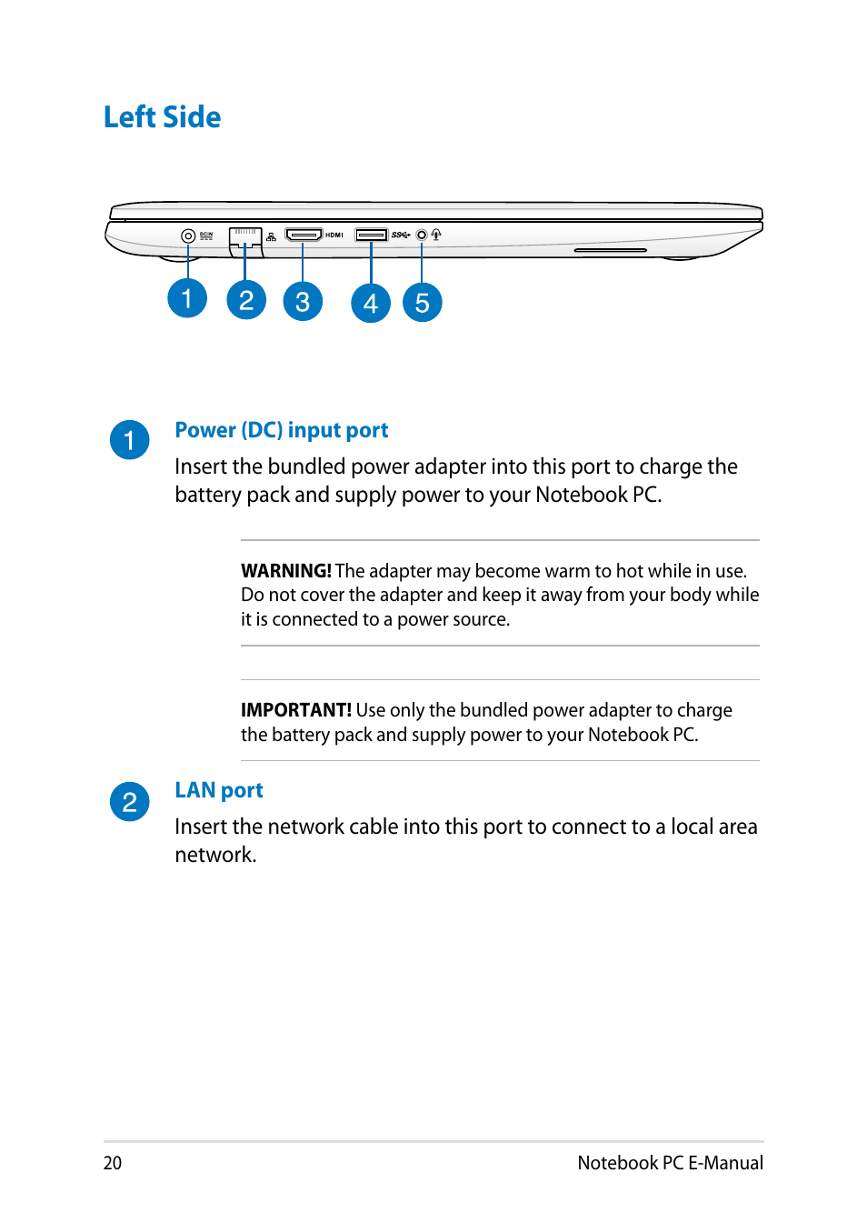 Left side | Asus V301LP User Manual | Page 20 / 126