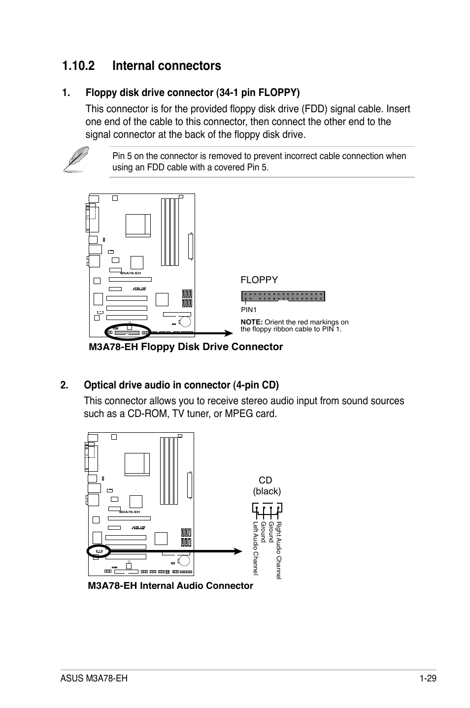 2 internal connectors | Asus M3A78-EH User Manual | Page 41 / 98
