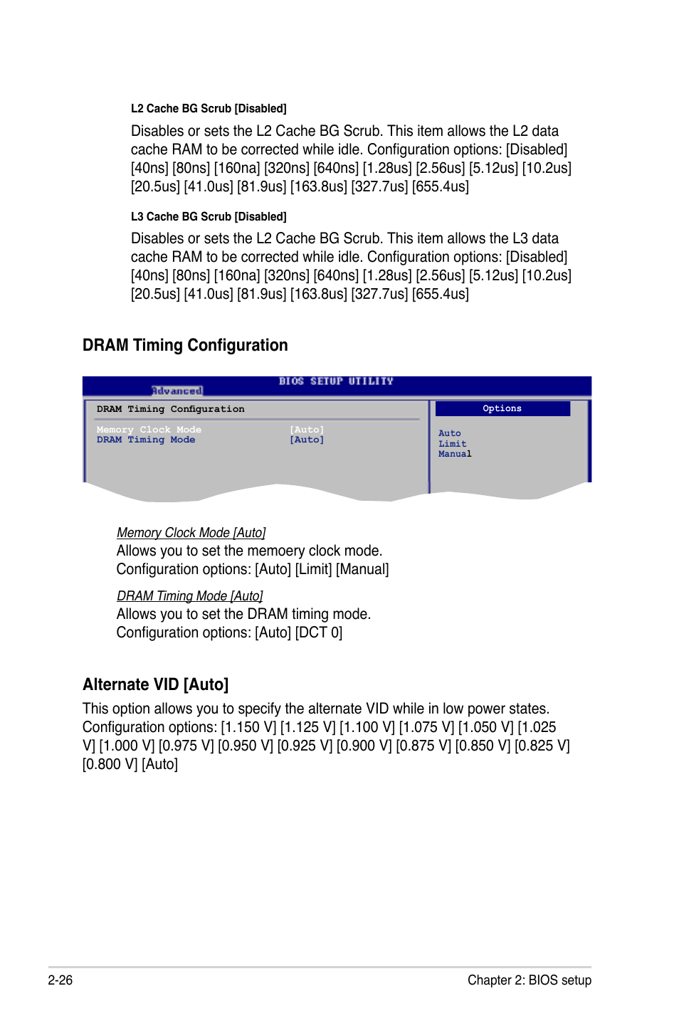 Alternate vid [auto, Dram timing configuration | Asus M3A78-EH User Manual | Page 76 / 98