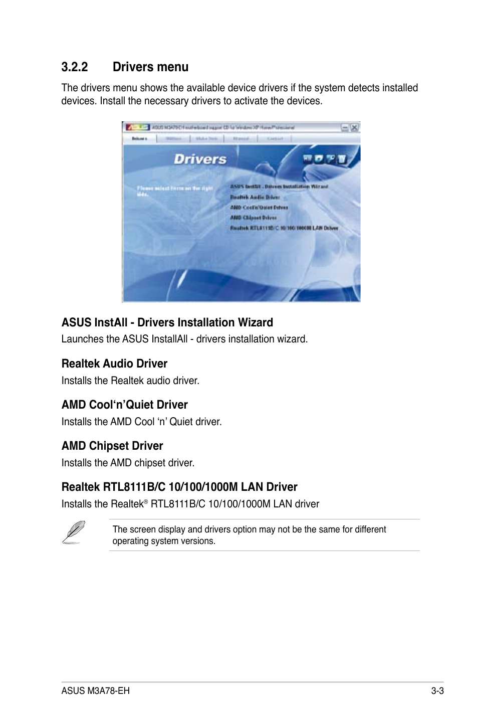 2 drivers menu | Asus M3A78-EH User Manual | Page 93 / 98