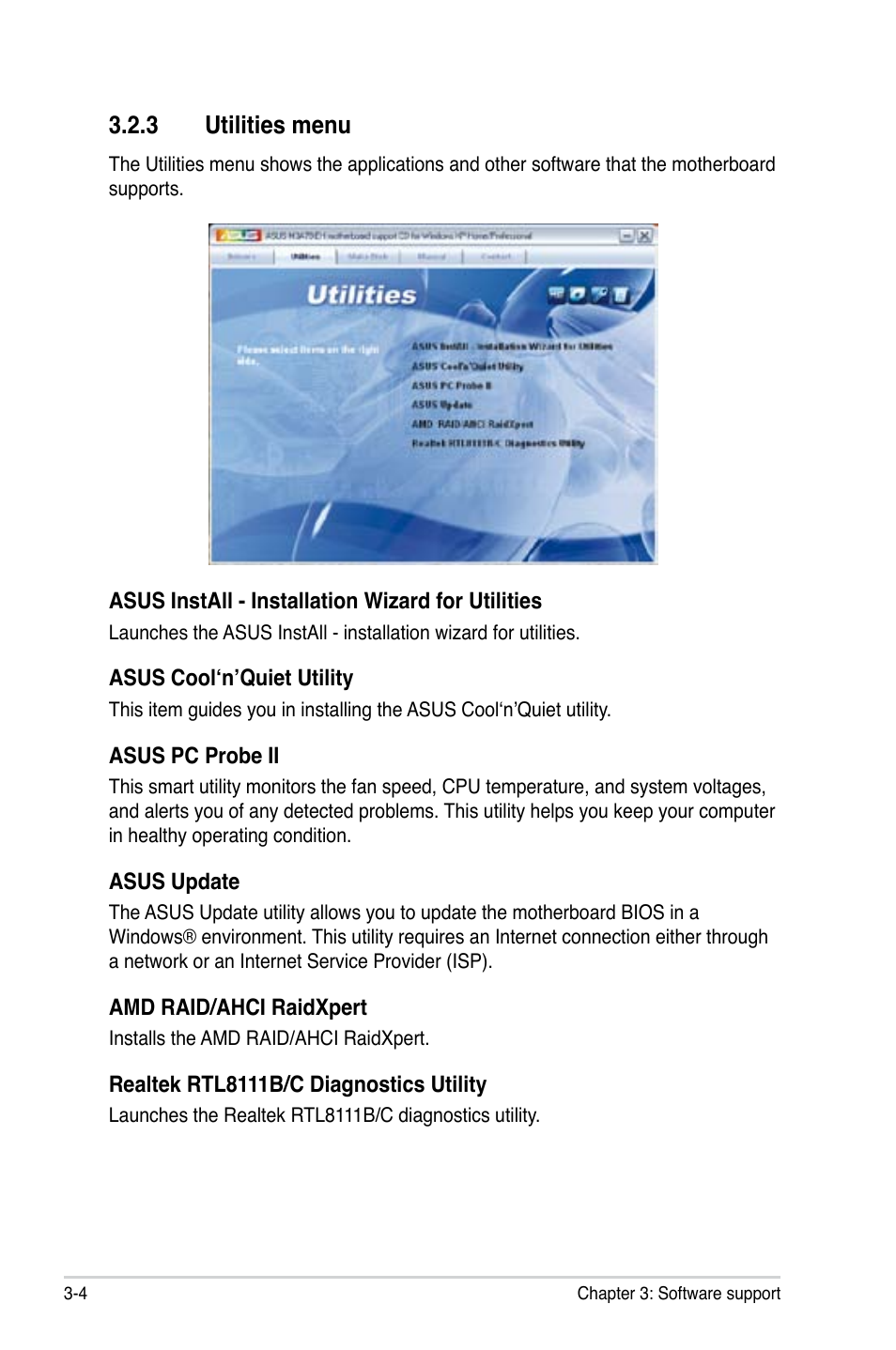 3 utilities menu | Asus M3A78-EH User Manual | Page 94 / 98