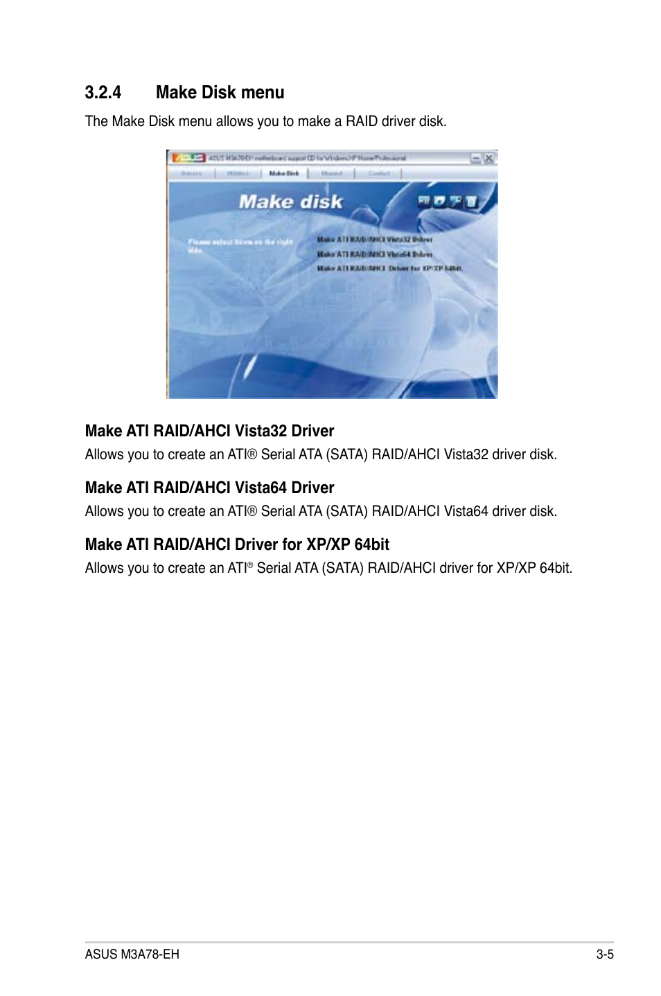 4 make disk menu | Asus M3A78-EH User Manual | Page 95 / 98