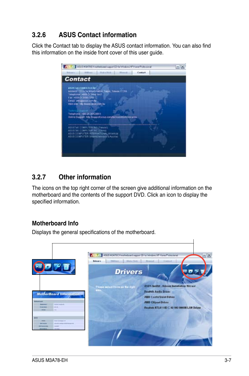 6 asus contact information, 7 other information | Asus M3A78-EH User Manual | Page 97 / 98