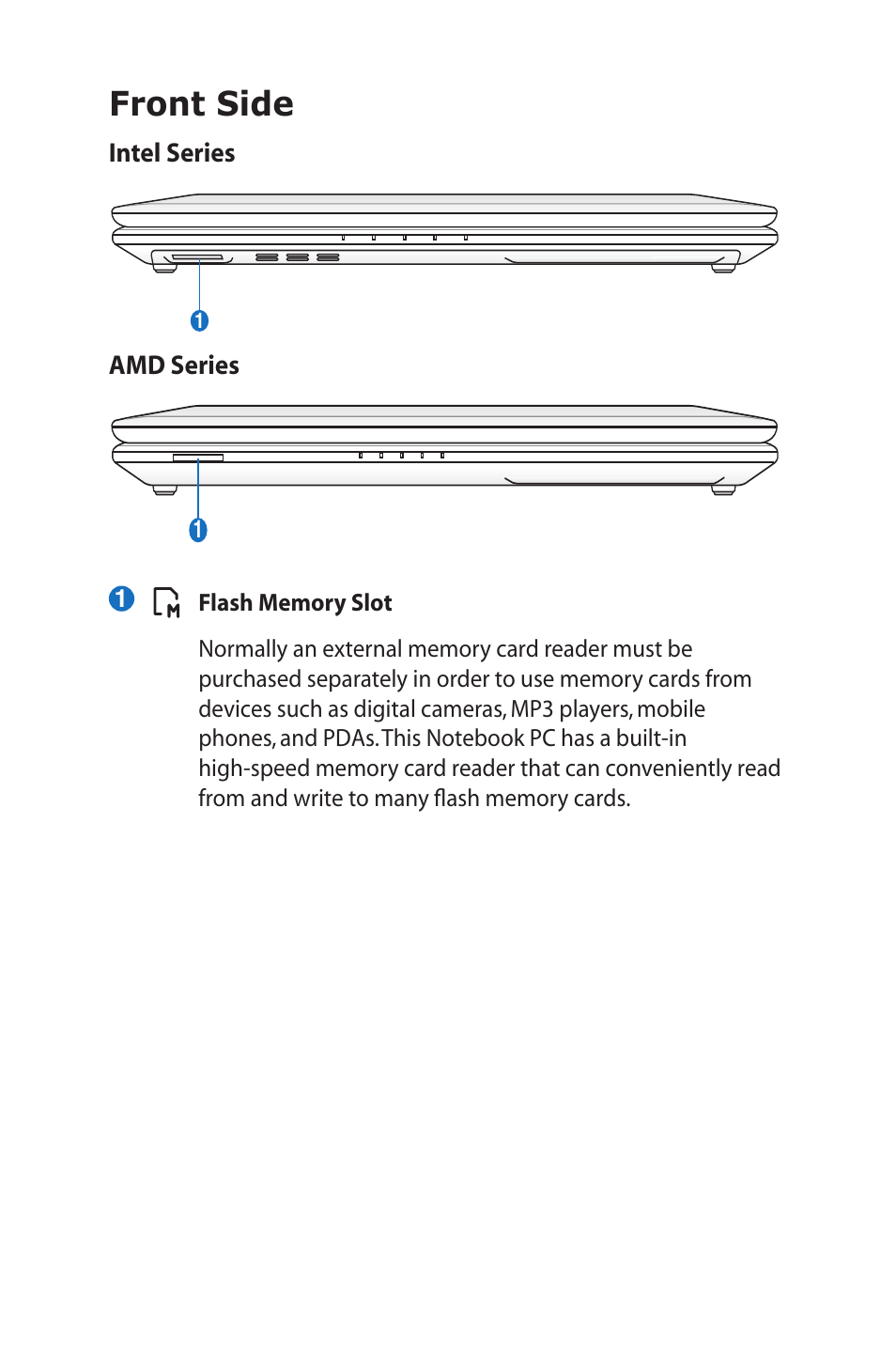 Front side | Asus R400N User Manual | Page 25 / 116