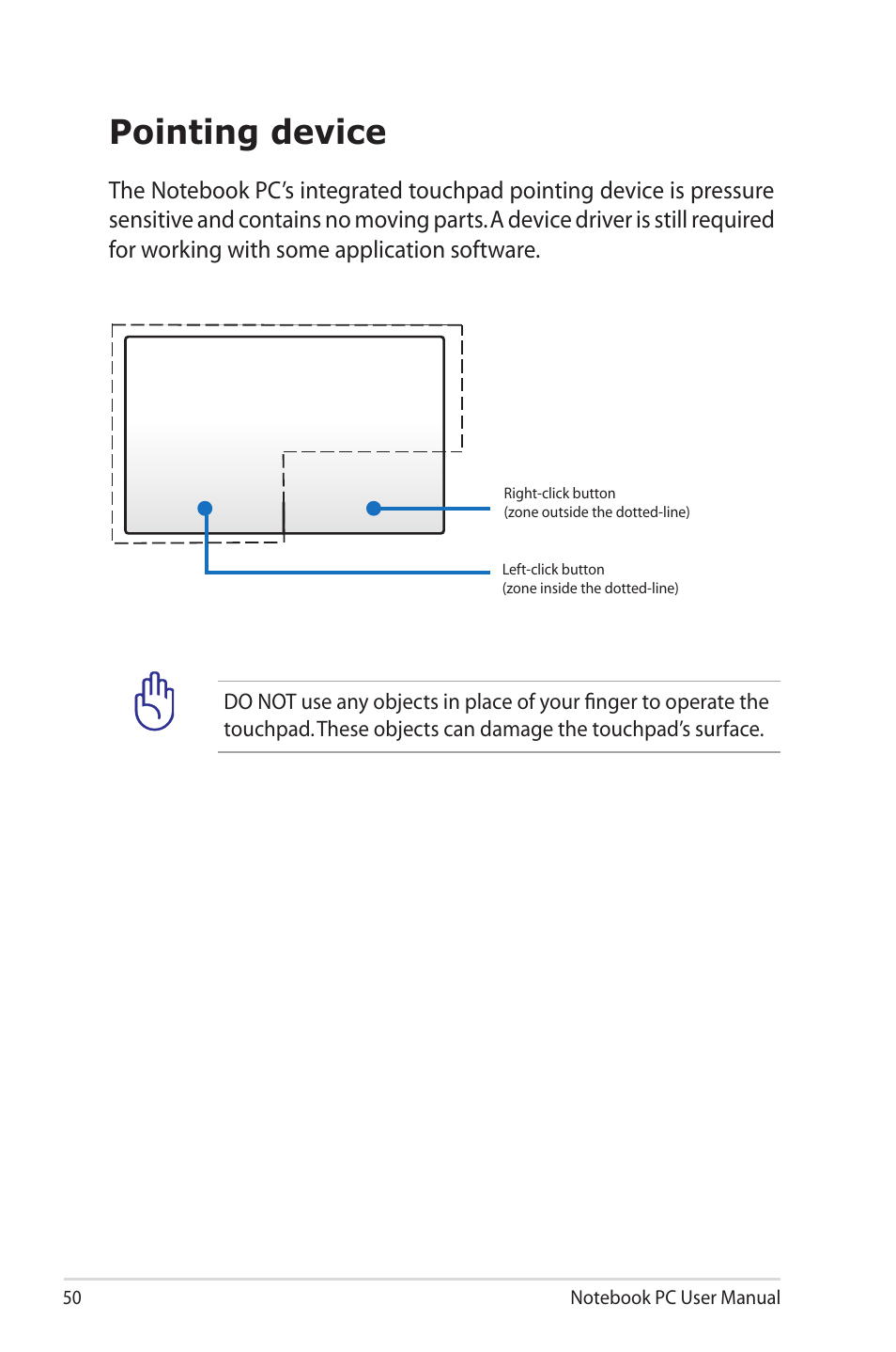 Pointing device | Asus R400N User Manual | Page 50 / 116