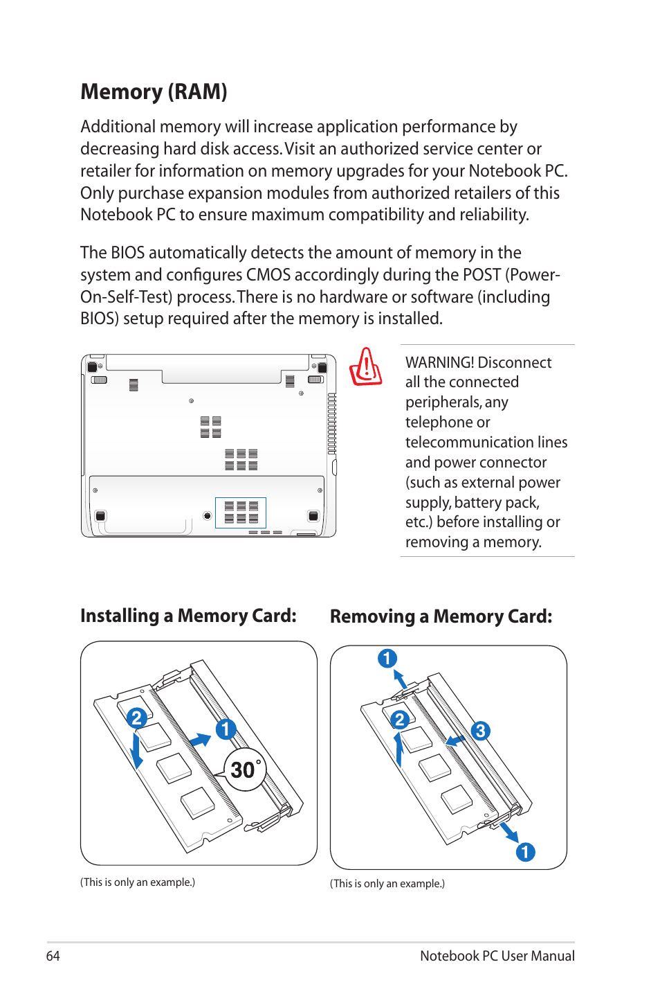 Memory (ram) | Asus R400N User Manual | Page 64 / 116