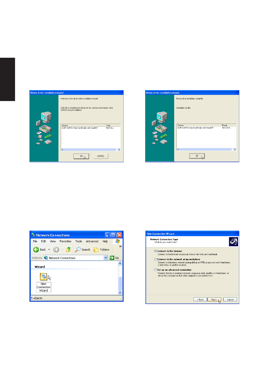 Modem setup, Modem configuration | Asus M5NP User Manual | Page 39 / 106