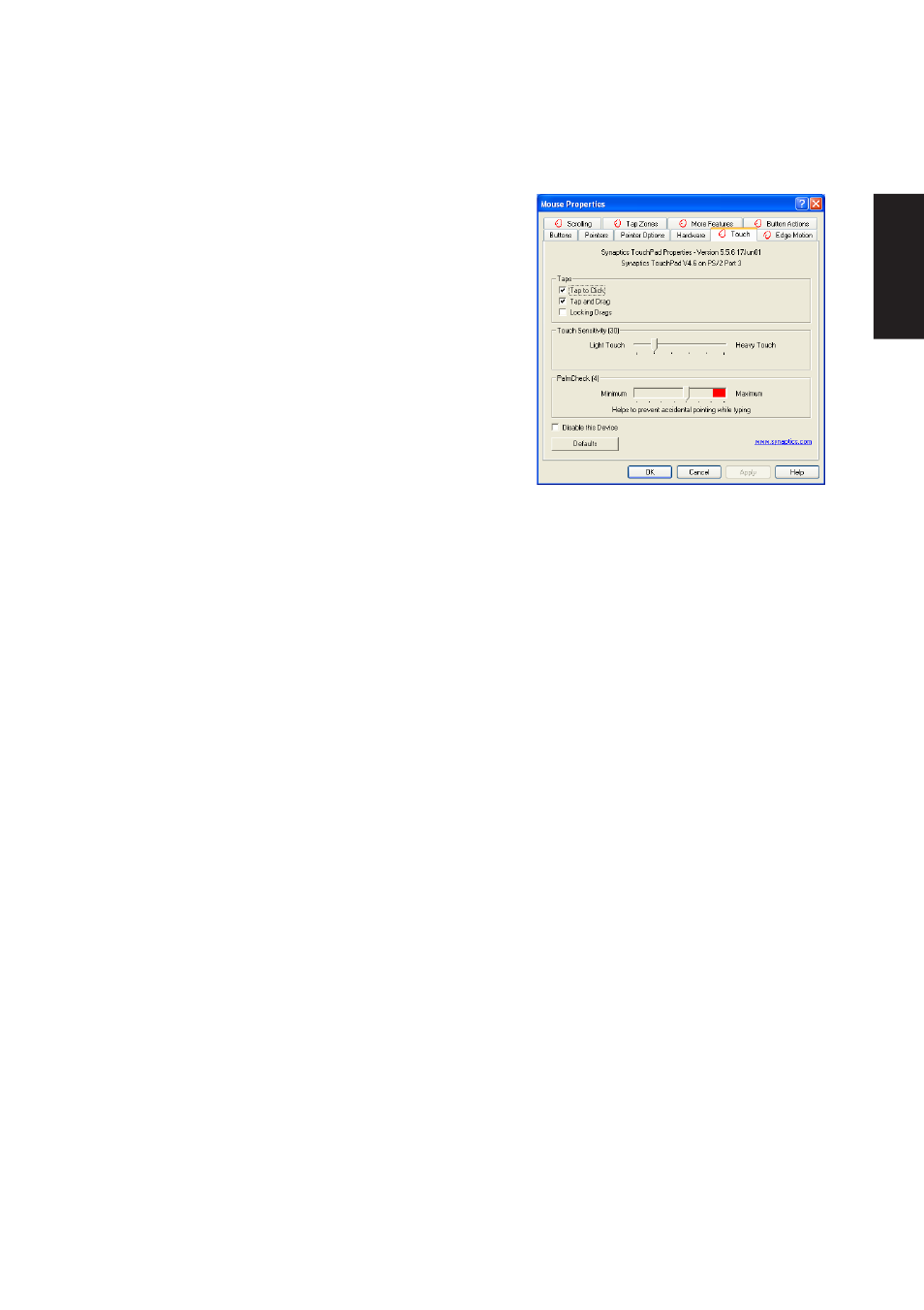 Touch properties page | Asus M5NP User Manual | Page 78 / 106