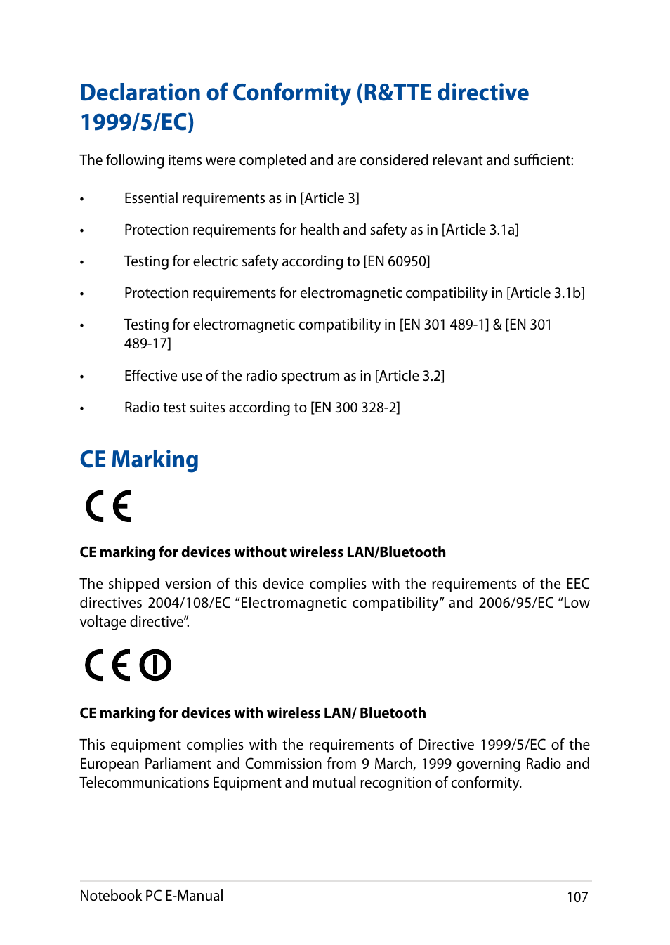 Ce marking | Asus X200MA User Manual | Page 107 / 120