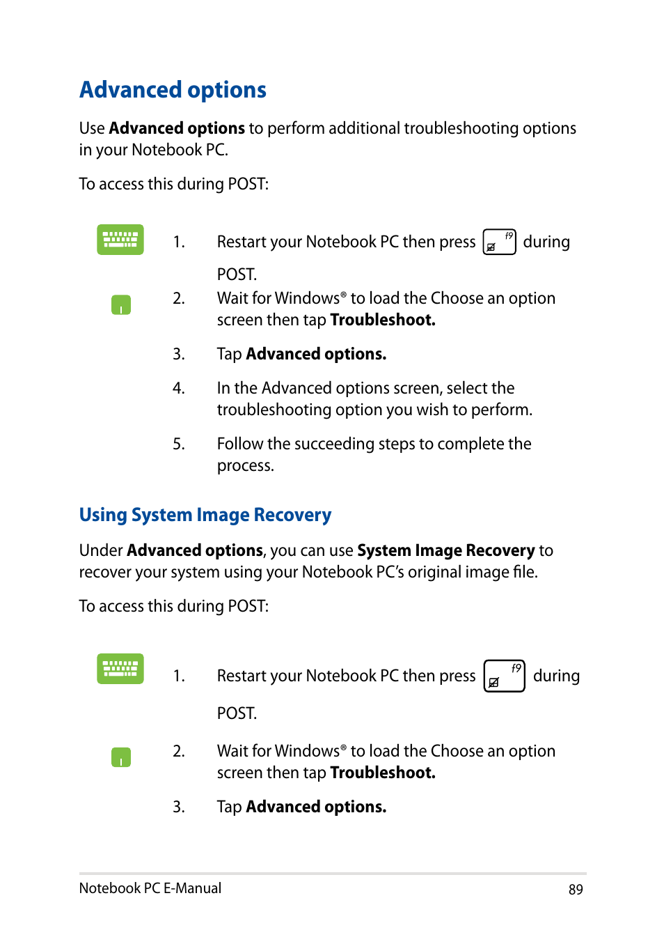 Advanced options | Asus X200MA User Manual | Page 89 / 120