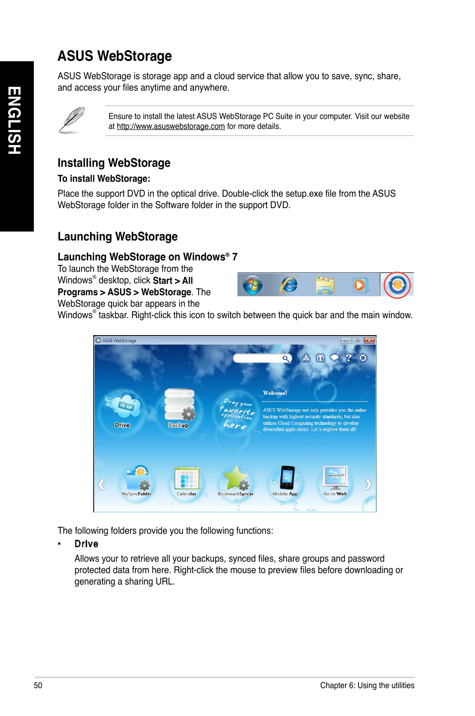 Asus webstorage, En gl is h en gl is h en gl is h en gl is h | Asus K5130 User Manual | Page 50 / 64