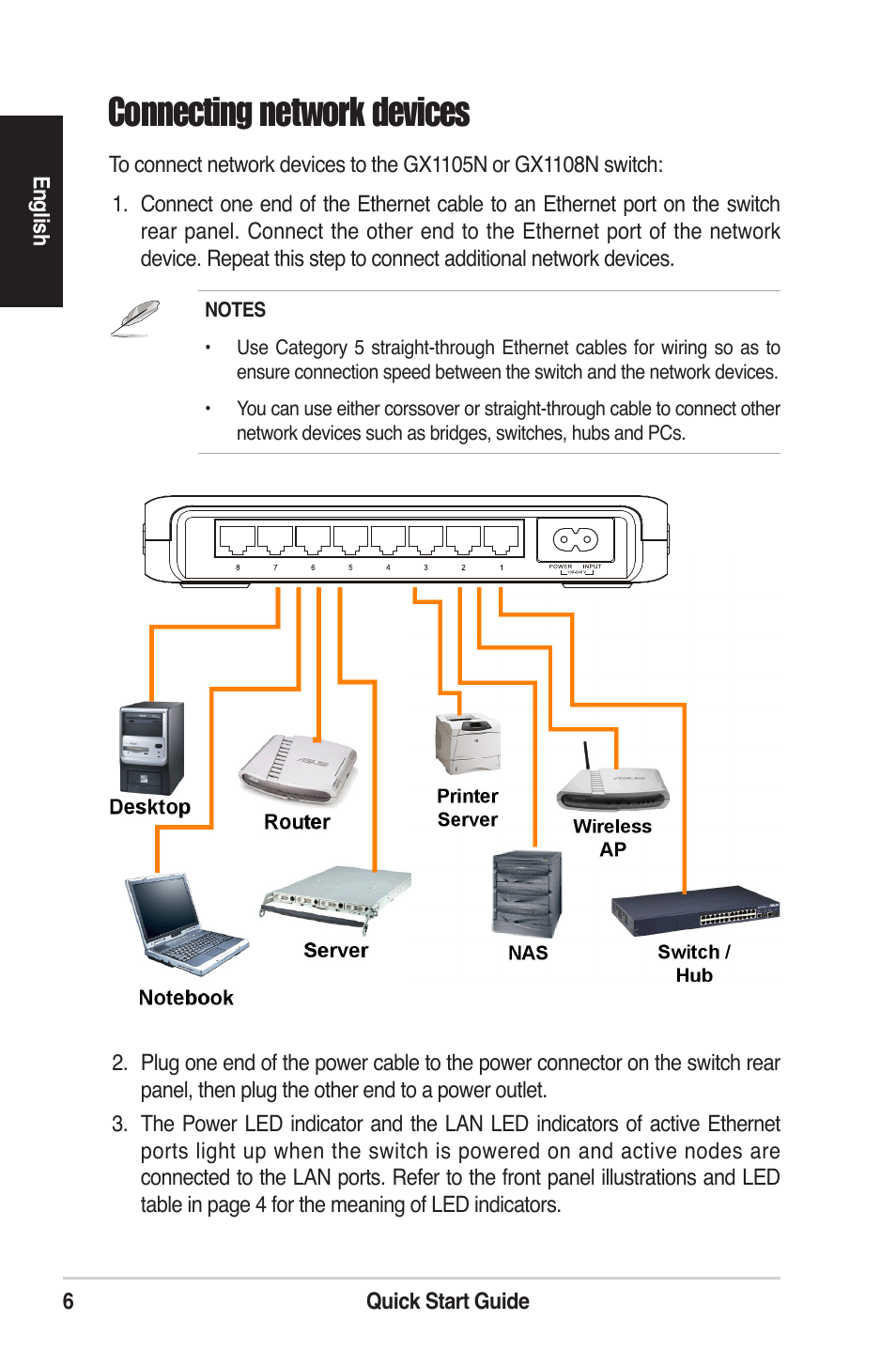 Connecting network devices | Asus GigaX1108N User Manual | Page 6 / 8