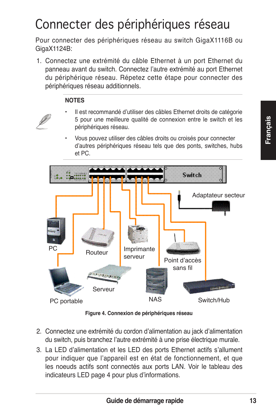 Connecter des périphériques réseau | Asus GigaX1124B User Manual | Page 14 / 97