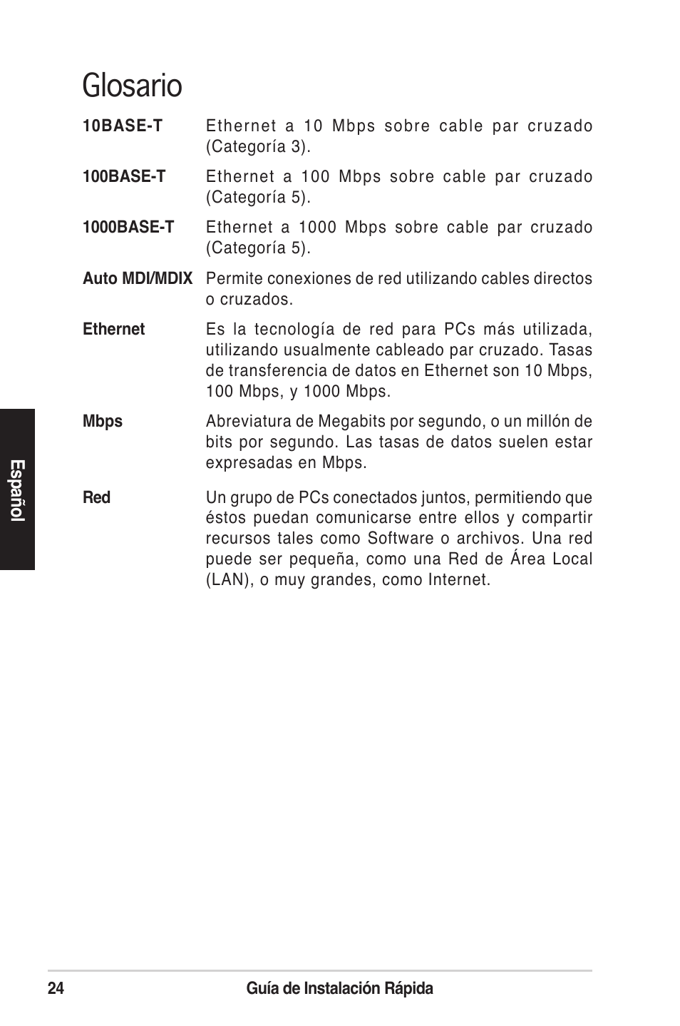 Glosario | Asus GigaX1124B User Manual | Page 25 / 97