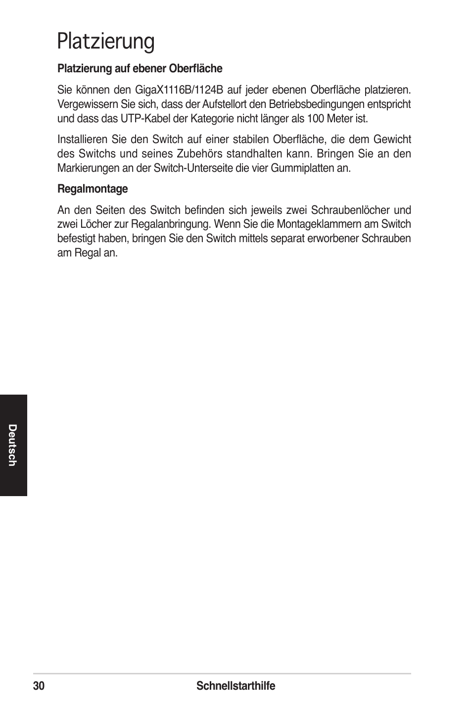 Platzierung | Asus GigaX1124B User Manual | Page 31 / 97