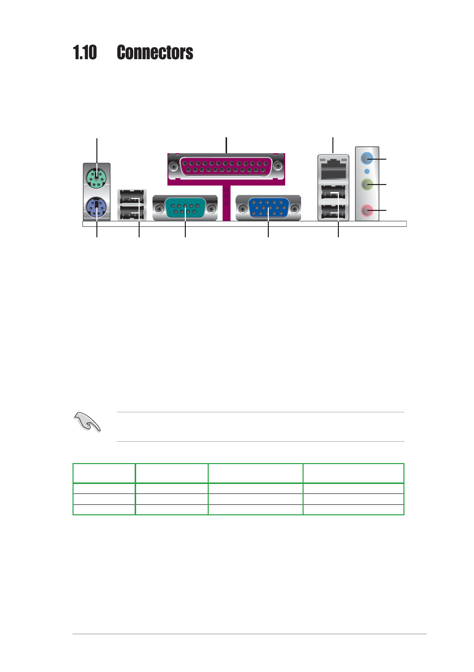 10 connectors, 1 rear panel connectors | Asus P4BP-MX User Manual | Page 25 / 64