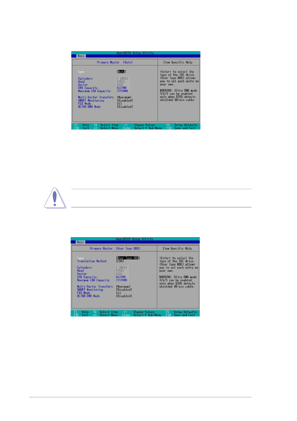 1 primary and secondary master/slave | Asus P4BP-MX User Manual | Page 44 / 64