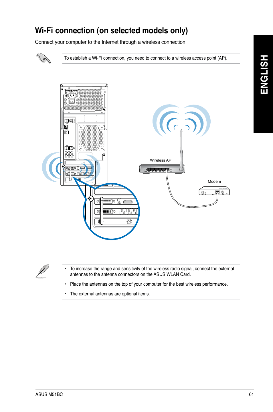 Wi-fi connection (on selected models only), En gl is h en gl is h | Asus M51AC User Manual | Page 61 / 87