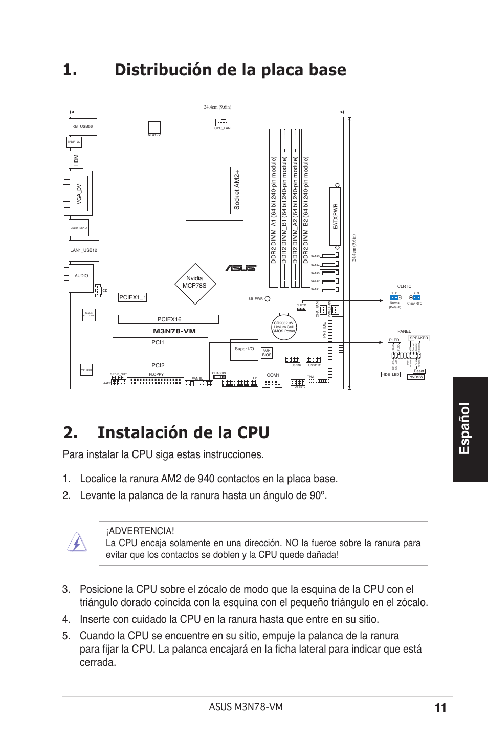 Español, Asus m3n78-vm | Asus M3N78-VM User Manual | Page 11 / 38