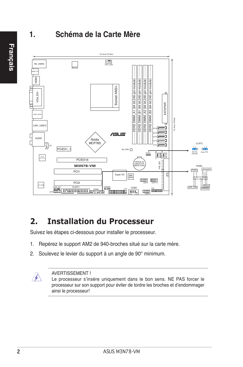 Français, Asus m3n78-vm | Asus M3N78-VM User Manual | Page 2 / 38