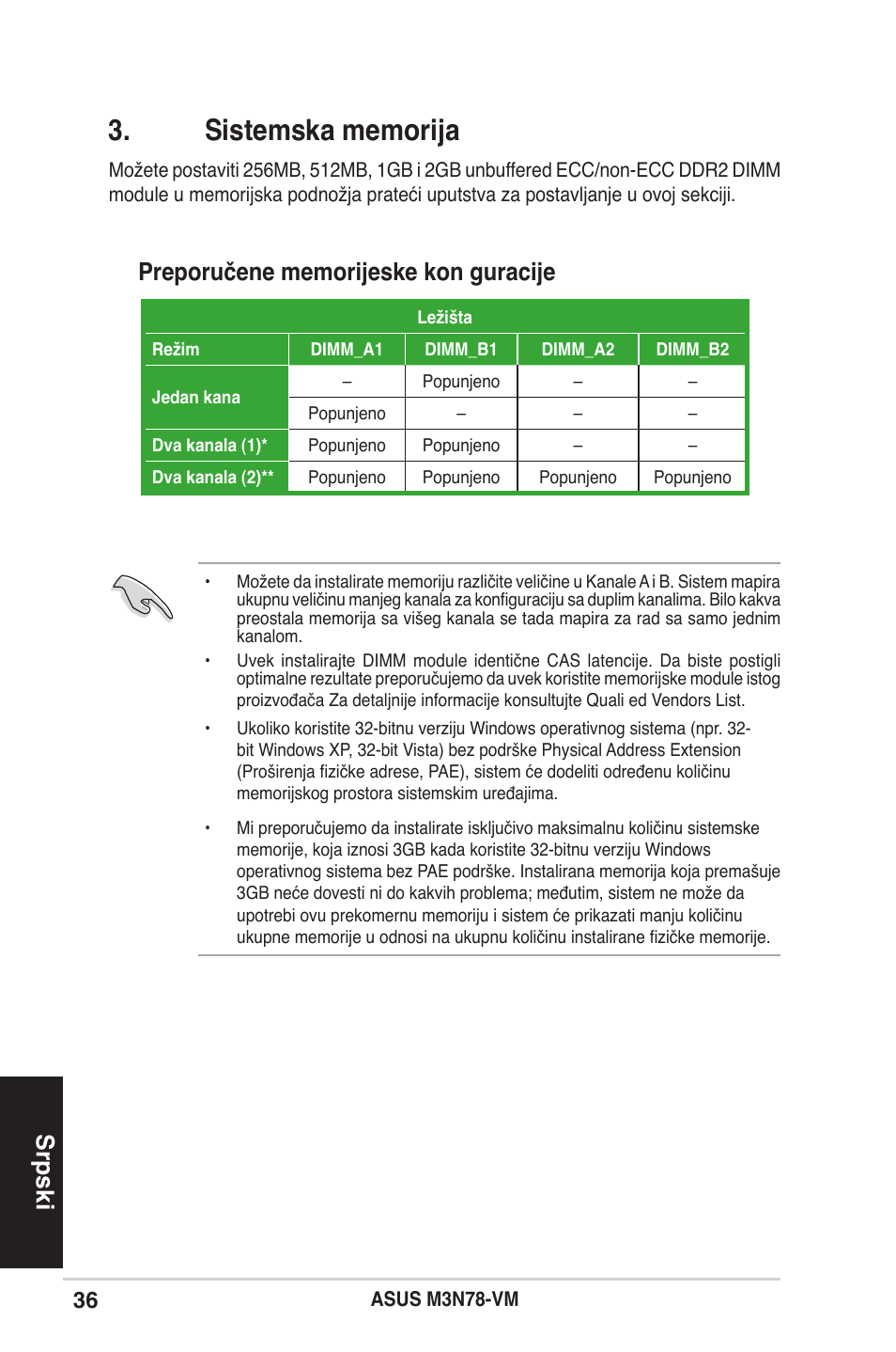 Srpski | Asus M3N78-VM User Manual | Page 36 / 38