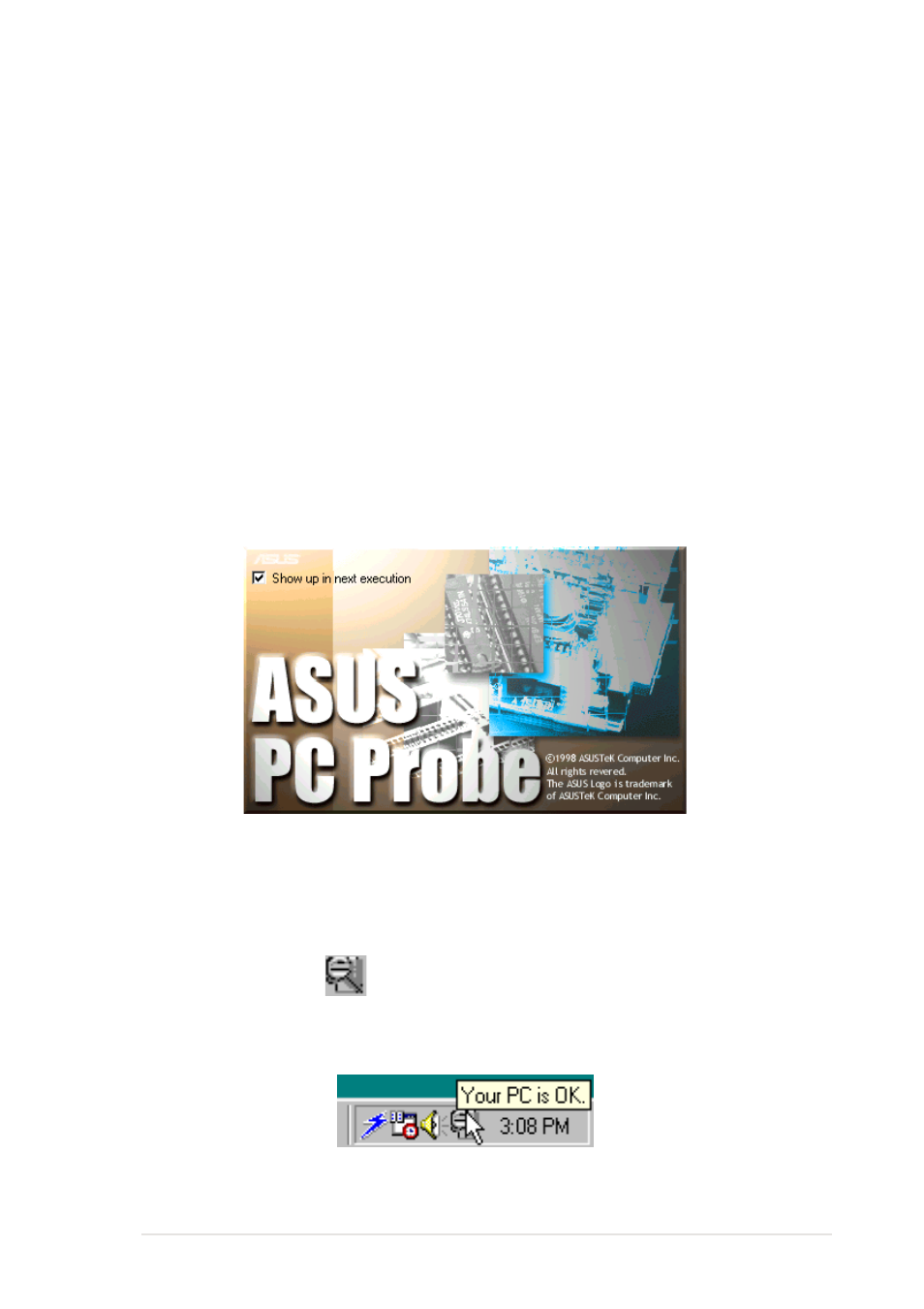 2 asus pc probe, 1 starting asus pc probe | Asus Terminator K7 User Manual | Page 67 / 110