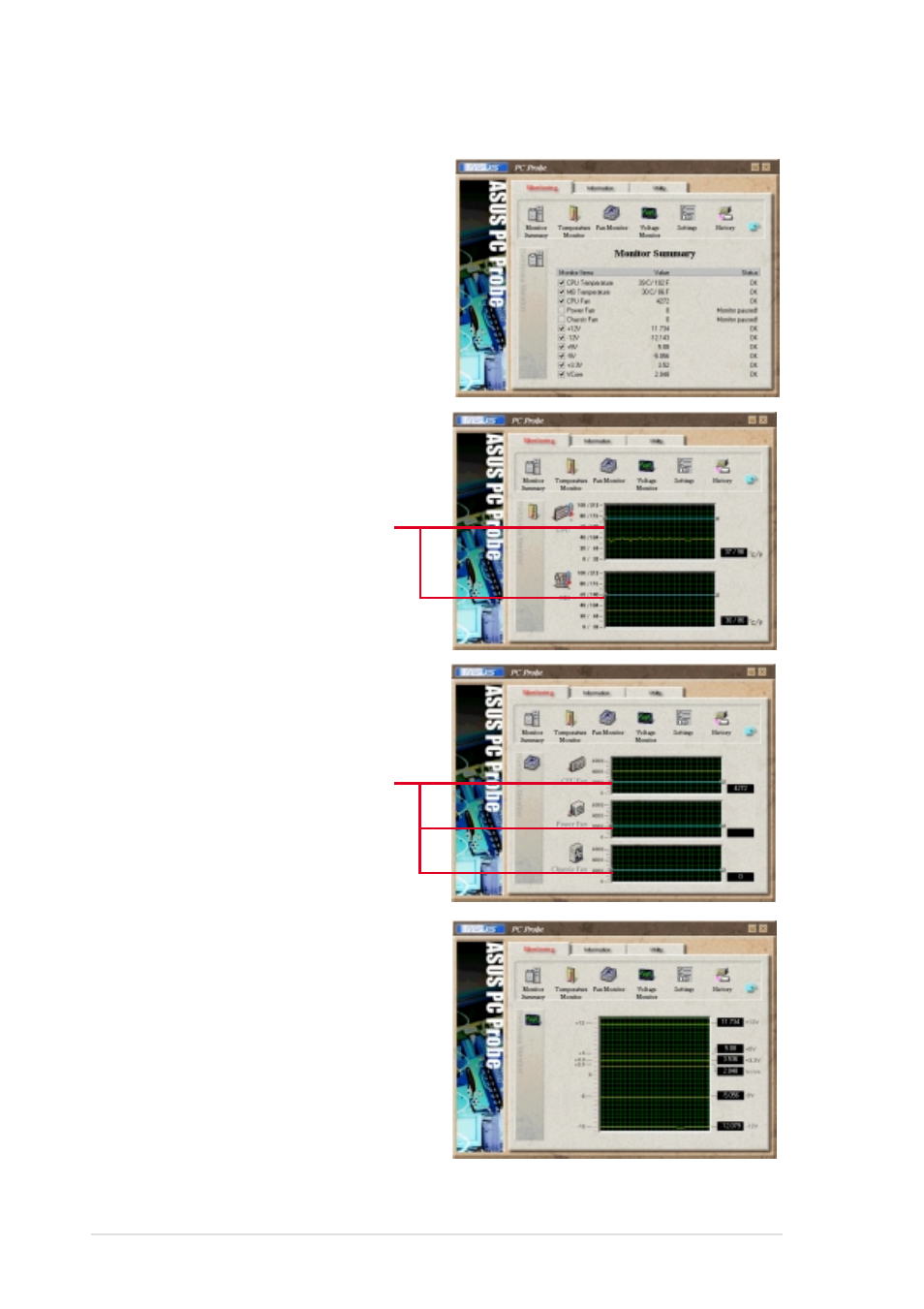 2 using asus pc probe, Monitoring | Asus Terminator K7 User Manual | Page 68 / 110